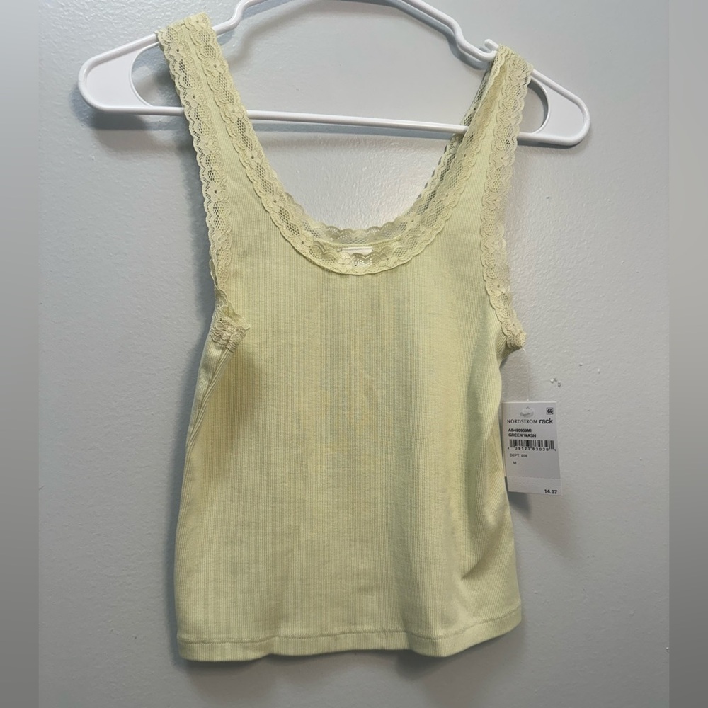 Abound Light Yellow Lace Tank Top